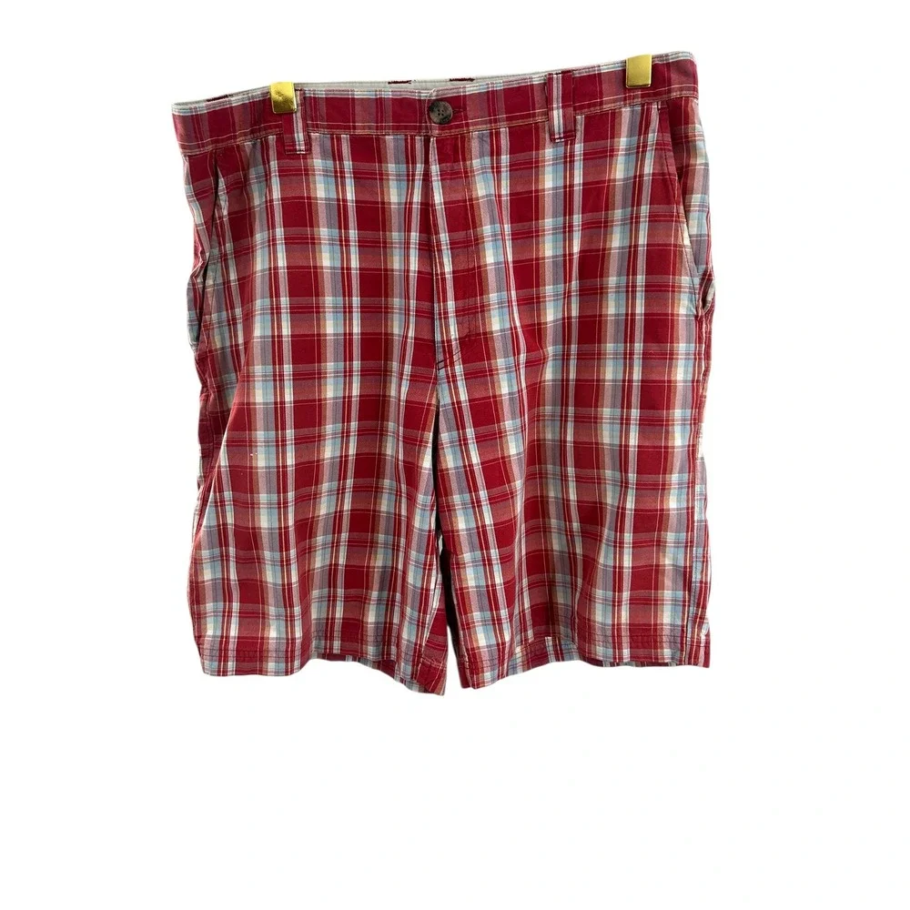Columbia Sportswear Mens Plaid Shorts Size 36 Red Blue‎ Casual Outdoor *flaw